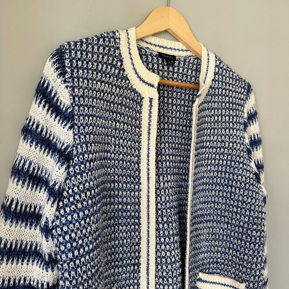 Talbots Mixed Texture Sweater Jacket, Biscayne Bl… - image 4